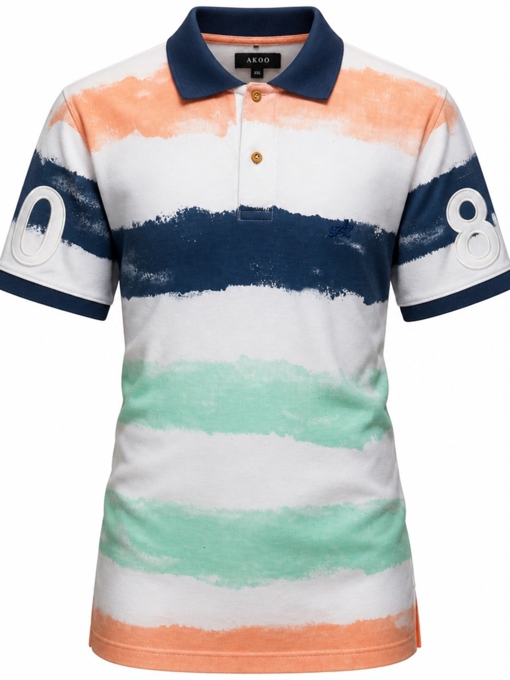 Akoo Men's 2XL Short Sleeve Multicolor Block Cotton Polo Shirt